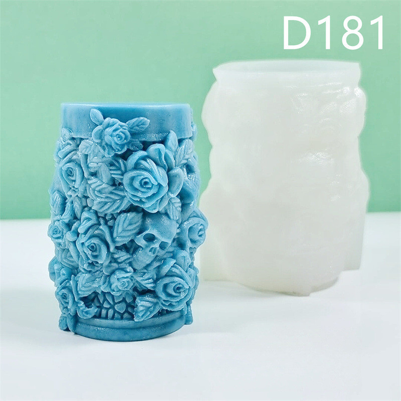 3D galvaskausa galvas cilindra sveces silikona veidnes rozes galvaskausa galvas šokolādes silikona veidnes ziepju veidnes Helovīna dekors