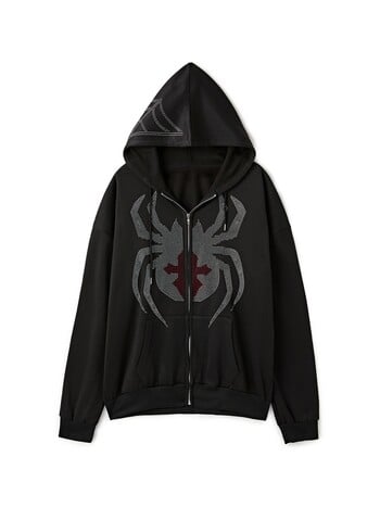 Dark Spider hot drilling Hoodie πουλόβερ Φούτερ Streetwear vintage Loose Hip Hop Punk Kpop Dance Χειμερινά ρούχα μακρυμάνικα