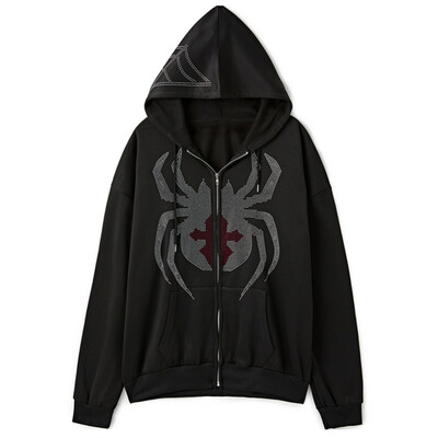 Păianjen întunecat foraj fierbinte Hanorac Pulover Hanorac Streetwear Vintage Loose Hip Hop Punk Kpop Dans Haine de iarnă cu mânecă lungă