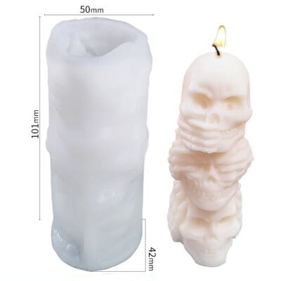 3D reljefna svijeća s lubanjom Ruža Silikonski kalup Ljudski kostur Cvijet Alat za izradu sapuna od gipsa Halloween Party Čokoladni ukrasi Darovi