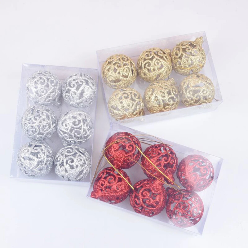 6 ks 6 cm vianočné trblietavé gule závesné ozdoby vianočný stromček prívesky domáce vianočné párty dekorácie 2025 novoročné darčeky Noel Navidad