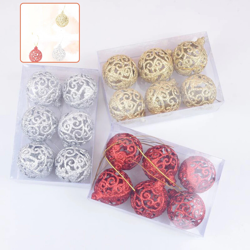 6 ks 6 cm vianočné trblietavé gule závesné ozdoby vianočný stromček prívesky domáce vianočné párty dekorácie 2025 novoročné darčeky Noel Navidad