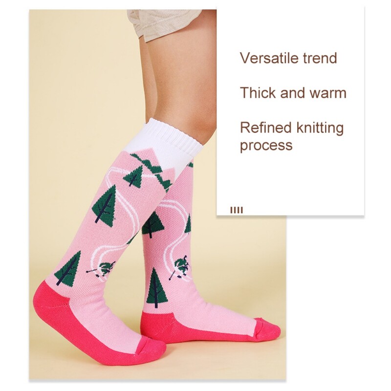 2 páry detských zimných teplých lyžiarskych ponožiek, vysoko elastických, priedušných, zahustených snowboardových ponožiek