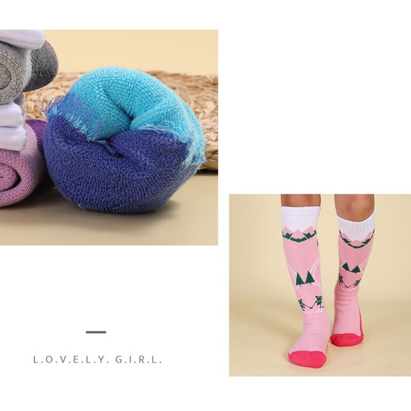 2 páry detských zimných teplých lyžiarskych ponožiek, vysoko elastických, priedušných, zahustených snowboardových ponožiek