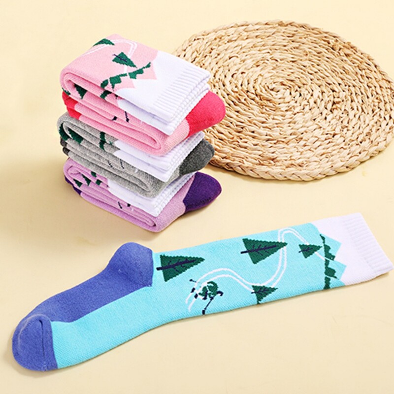 2 páry detských zimných teplých lyžiarskych ponožiek, vysoko elastických, priedušných, zahustených snowboardových ponožiek