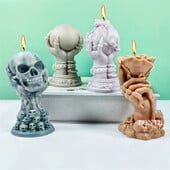 Halloween Ghost Hand Grip Ball Силиконова форма за свещ 3D скелет Занаяти Гипсов сапун Смола Crystal Cast Форма за домашен декор Подарък