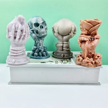 Halloween Ghost Hand Grip Ball σιλικόνης Καλούπι κεριού 3D Skeleton Crafts Γύψινο σαπούνι ρητίνης Crystal Cast Mold Δώρο διακόσμησης σπιτιού