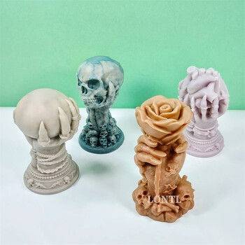 Halloween Ghost Hand Grip Ball σιλικόνης Καλούπι κεριού 3D Skeleton Crafts Γύψινο σαπούνι ρητίνης Crystal Cast Mold Δώρο διακόσμησης σπιτιού