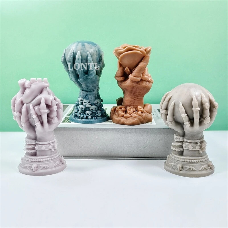 Helovīna spoku roktura bumba silikona sveces veidne 3D skelets amatniecība ģipša ziepju sveķu kristāls liešanas veidne mājas dekoram dāvana