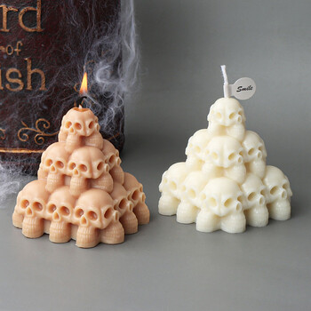 3D Halloween Stacking Skull Candle Mould σιλικόνης Αφηρημένο άγαλμα κρανίου γύψινο κερί ρητίνη κατασκευής καλουπιών Δώρα απόκριες διακόσμησης