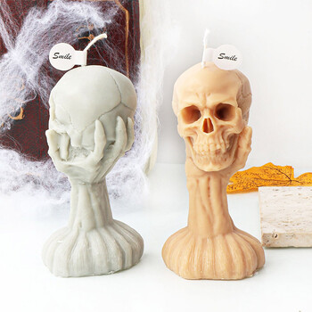 3D Halloween Stacking Skull Candle Mould σιλικόνης Αφηρημένο άγαλμα κρανίου γύψινο κερί ρητίνη κατασκευής καλουπιών Δώρα απόκριες διακόσμησης