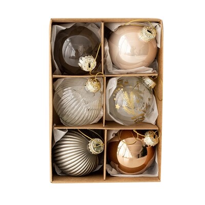 6db-os csomag gyönyörű üveg karácsonyi csecsebecsegolyós díszek, amelyek ünnepi hangulatot teremtenek az otthonokban Fesztiválparti díszek