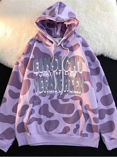 Harajuku E-girl Vintage kapucnis kapucnis gótikus tehénmintás pulóver Női téli punk pulóver Felsők Pulóver Női Hip Hop Y2K ruhák