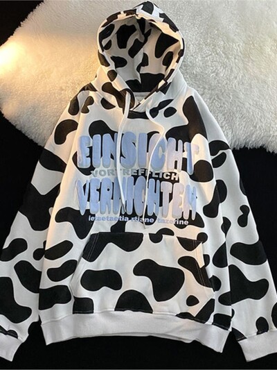 Harajuku E-girl Vintage kapucnis kapucnis gótikus tehénmintás pulóver Női téli punk pulóver Felsők Pulóver Női Hip Hop Y2K ruhák