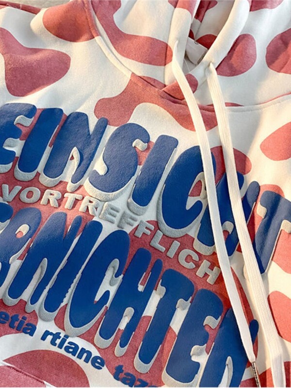 Harajuku E-girl Vintage Hoodie Gothic Cow Print Džemperis Sieviešu Ziemas Punk Hoodies Topi Pulovers Sieviešu Hip Hop Y2K Apģērbi