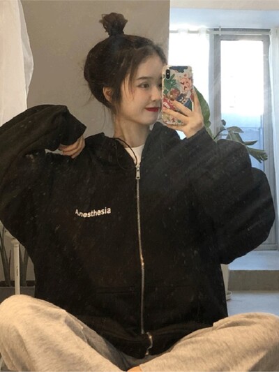 y2k 2022 új őszi-téli retro plusz bársonyos női kapucnis koreai diákstílus, bő szuper tűz cipzáras kabát trend