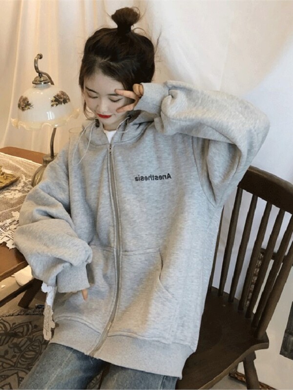 y2k 2022 jauns rudens un ziemas retro plus samta sieviešu korejiešu studentu stila jaka ar kapuci, jaka ar rāvējslēdzēju