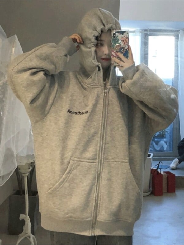 y2k 2022 jauns rudens un ziemas retro plus samta sieviešu korejiešu studentu stila jaka ar kapuci, jaka ar rāvējslēdzēju