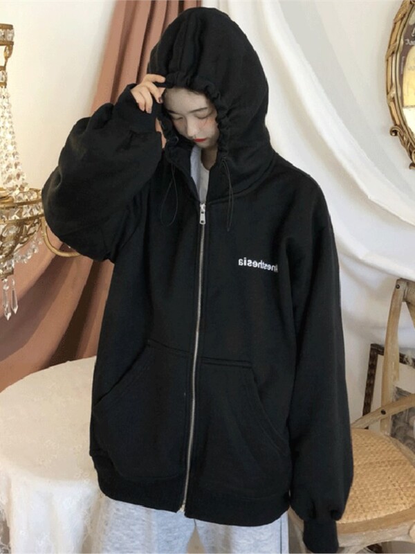 y2k 2022 jauns rudens un ziemas retro plus samta sieviešu korejiešu studentu stila jaka ar kapuci, jaka ar rāvējslēdzēju