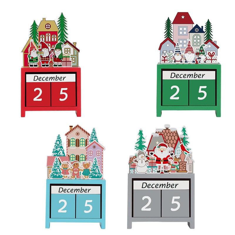 Ziemassvētku kalendārs Retro stilā ar koka blokiem Adventes kalendārs mājsaimniecības Ziemassvētku viesistabas lauku mājas dekorēšanai