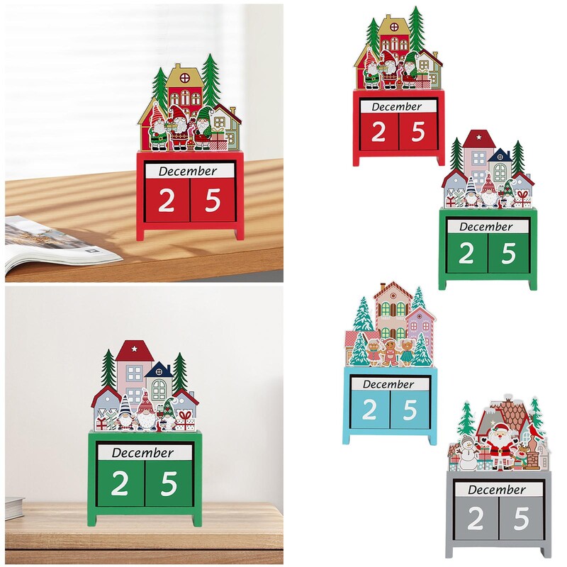Ziemassvētku kalendārs Retro stilā ar koka blokiem Adventes kalendārs mājsaimniecības Ziemassvētku viesistabas lauku mājas dekorēšanai