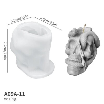 Lubanja Zmijska glava DIY kalup od epoksidne smole Dvostruka zmija Silikonski kalupi Halloween Ukleta kuća užasa Dekoracijski kalup za svijeće