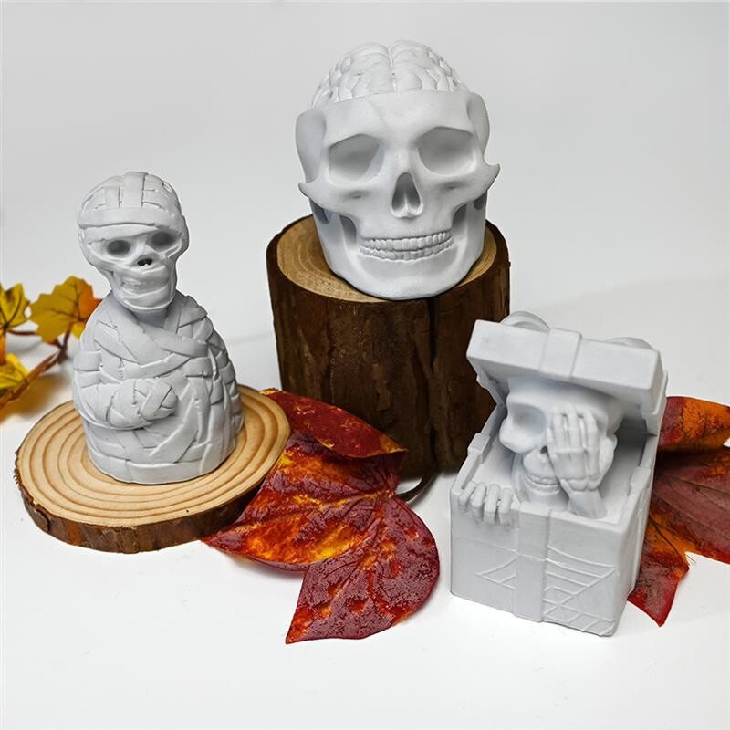 Lubanja Zmijska glava DIY kalup od epoksidne smole Dvostruka zmija Silikonski kalupi Halloween Ukleta kuća užasa Dekoracijski kalup za svijeće