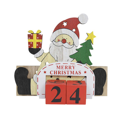 Sretan Božić Drveni oslikani kalendar Djeda Mraza Božićni ukrasi Božićni ukrasi za dom Nova godina Kalendar za odbrojavanje Poklon
