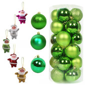 Ziemassvētku balles rotājumi 3 cm/4 cm 24 paciņas Ziemassvētku balles Ziemassvētku vecīša kombinētie Ziemassvētku eglītes iekaramie rotājumi Rozā zaļa