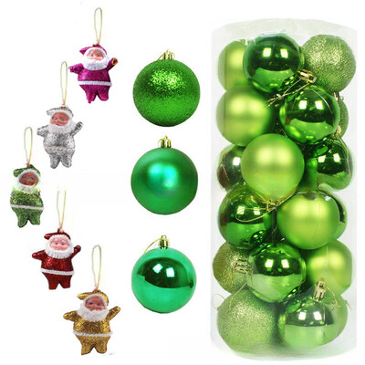 Ziemassvētku balles rotājumi 3 cm/4 cm 24 paciņas Ziemassvētku balles Ziemassvētku vecīša kombinētie Ziemassvētku eglītes iekaramie rotājumi Rozā zaļa