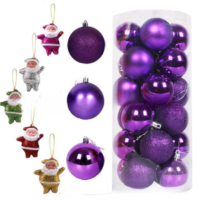 Ziemassvētku balles rotājumi 3 cm/4 cm 24 paciņas Ziemassvētku balles Ziemassvētku vecīša kombinētie Ziemassvētku eglītes iekaramie rotājumi Rozā zaļa