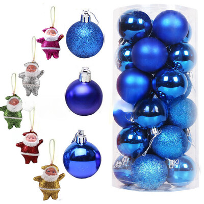 Ziemassvētku balles rotājumi 3 cm/4 cm 24 paciņas Ziemassvētku balles Ziemassvētku vecīša kombinētie Ziemassvētku eglītes iekaramie rotājumi Rozā zaļa