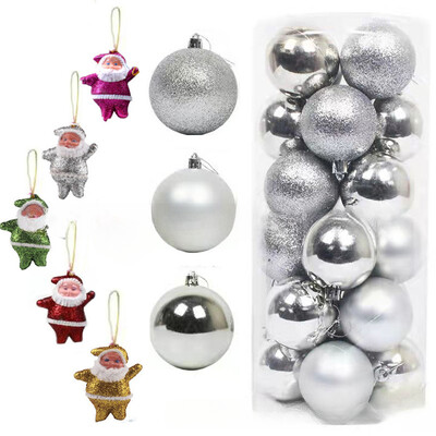 Ziemassvētku balles rotājumi 3 cm/4 cm 24 paciņas Ziemassvētku balles Ziemassvētku vecīša kombinētie Ziemassvētku eglītes iekaramie rotājumi Rozā zaļa