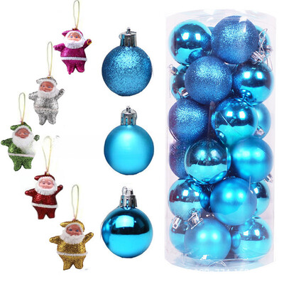 Ziemassvētku balles rotājumi 3 cm/4 cm 24 paciņas Ziemassvētku balles Ziemassvētku vecīša kombinētie Ziemassvētku eglītes iekaramie rotājumi Rozā zaļa