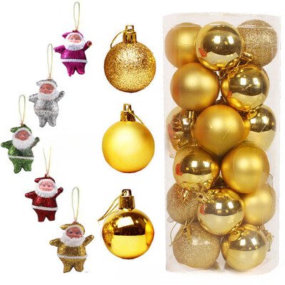 Ziemassvētku balles rotājumi 3 cm/4 cm 24 paciņas Ziemassvētku balles Ziemassvētku vecīša kombinētie Ziemassvētku eglītes iekaramie rotājumi Rozā zaļa