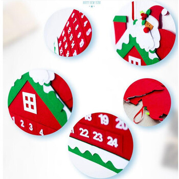 Felt Advent Calendar Ύφασμα Χριστουγεννιάτικο κρεμαστό μενταγιόν Άγιος Βασίλης Στολίδια DIY Advent Calendar Χριστουγεννιάτικη διακόσμηση για το σπίτι