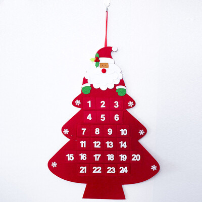 Calendar de Advent din pâslă, țesătură, pandantiv de Crăciun, ornamente de Moș Crăciun, DIY, calendar de advent, decorațiuni de Crăciun pentru casă