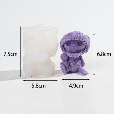 3D halloween csontváz halmozott gyertya szilikon forma kézzel készített koponyafej aromaterápiás gyertya gipsz gyanta forma Halloween dekor
