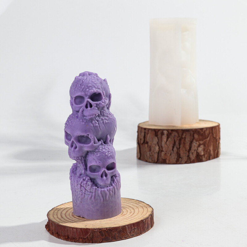 3D halloween csontváz halmozott gyertya szilikon forma kézzel készített koponyafej aromaterápiás gyertya gipsz gyanta forma Halloween dekor