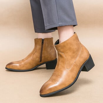 Golden Sapling Ανδρικές χειμερινές μπότες Casual Business Chelsea Boot Fashion Δερμάτινα παπούτσια Άνετα ψηλοτάκουνα ανδρικά παπούτσια ελεύθερου χρόνου