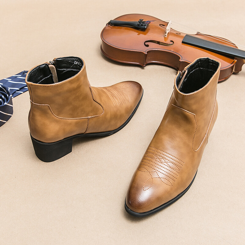 Cizme de iarnă pentru bărbați Golden Sapling Cizme chelsea de afaceri ocazionale Pantofi din piele la modă Confortabil cu toc înalt Încălțăminte pentru bărbați pentru timp liber