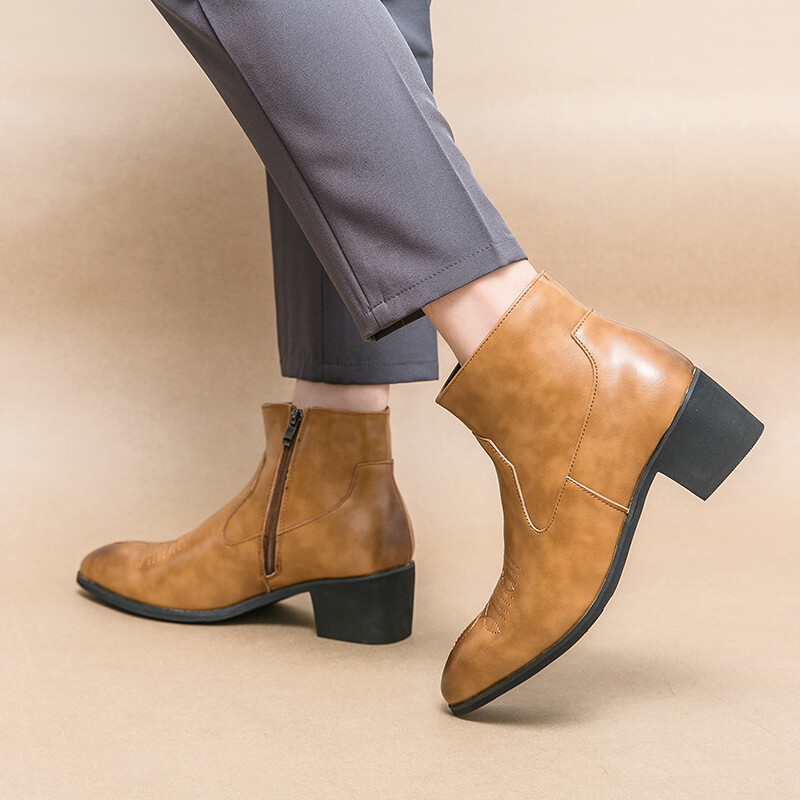 Cizme de iarnă pentru bărbați Golden Sapling Cizme chelsea de afaceri ocazionale Pantofi din piele la modă Confortabil cu toc înalt Încălțăminte pentru bărbați pentru timp liber