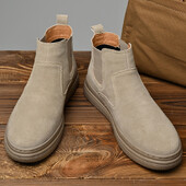 Téli férfi csizma Tehén velúrbőr meleg csizma férfiaknak alkalmi hócsizma Divat kültéri munka Magas felső bokacsizma Chelsea csizma