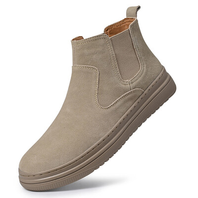 Téli férfi csizma Tehén velúrbőr meleg csizma férfiaknak alkalmi hócsizma Divat kültéri munka Magas felső bokacsizma Chelsea csizma