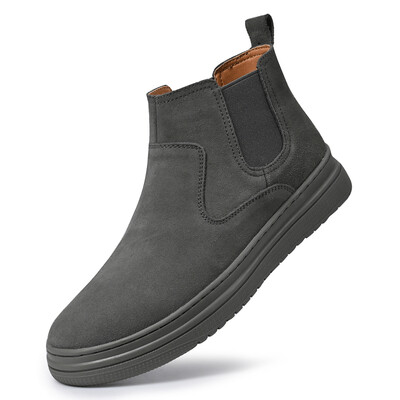 Téli férfi csizma Tehén velúrbőr meleg csizma férfiaknak alkalmi hócsizma Divat kültéri munka Magas felső bokacsizma Chelsea csizma