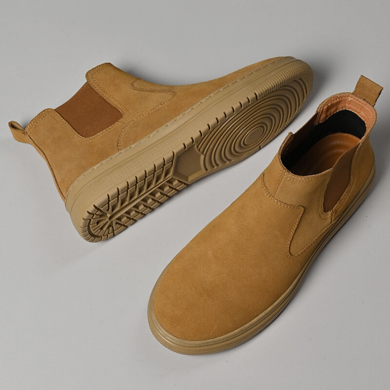 Téli férfi csizma Tehén velúrbőr meleg csizma férfiaknak alkalmi hócsizma Divat kültéri munka Magas felső bokacsizma Chelsea csizma