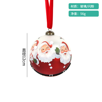 Karácsonyi dekoráció 10 cm-es üvegre festett modellező golyós medál ünnepi ajándék karácsonyfa jelenet elrendezése függő golyós medál