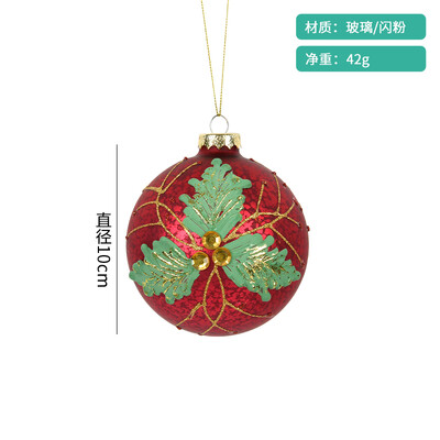 Karácsonyi dekoráció 10 cm-es üvegre festett modellező golyós medál ünnepi ajándék karácsonyfa jelenet elrendezése függő golyós medál