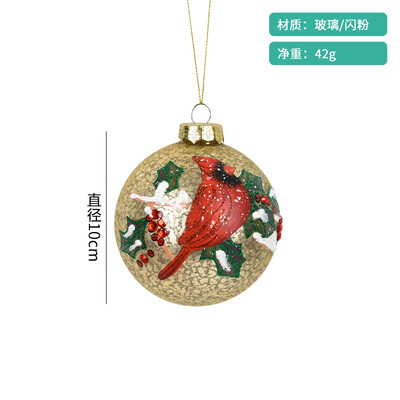 Karácsonyi dekoráció 10 cm-es üvegre festett modellező golyós medál ünnepi ajándék karácsonyfa jelenet elrendezése függő golyós medál