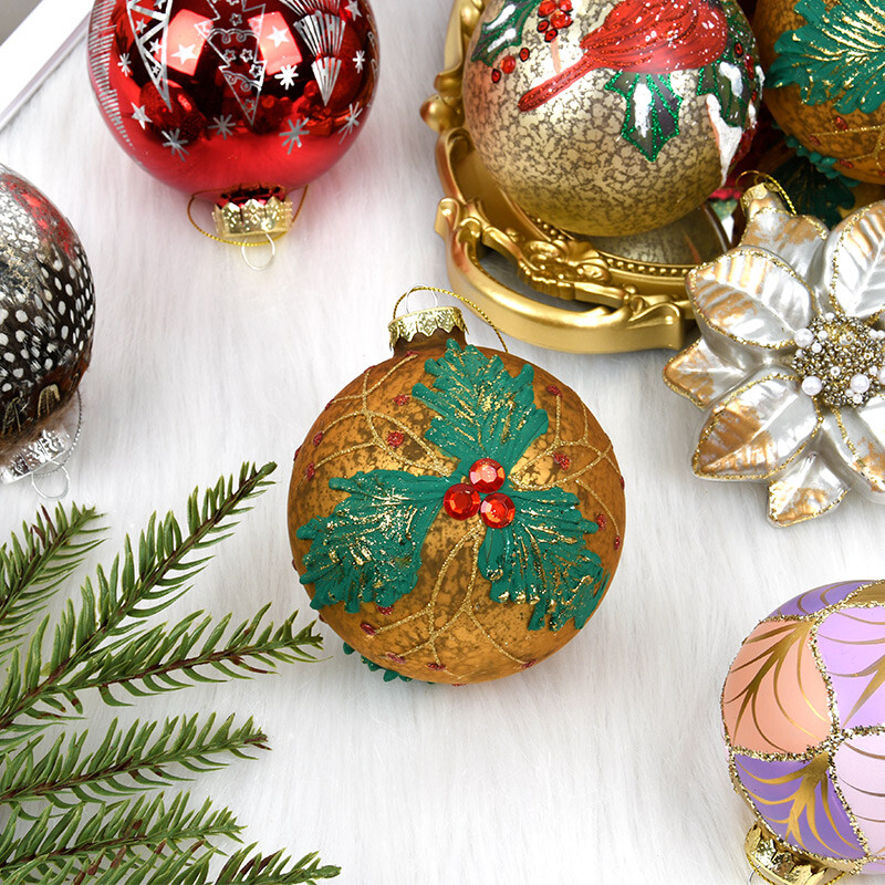 Ziemassvētku rotājums 10 cm stikla krāsots modelēšanas lodīšu kulons svētku dāvanai Ziemassvētku eglītes ainas izkārtojums, piekārts lodīšu kulons